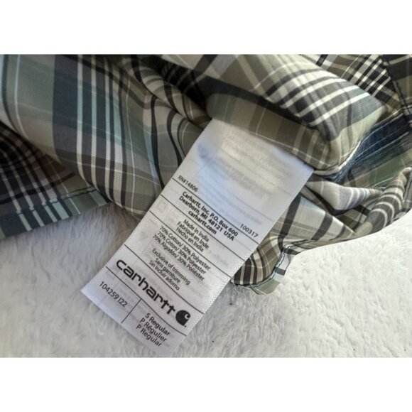 Carhartt Force Mens Plaid Short-Sleeve Button-Up Shirt Small Stain Breaker New - Picture 5 of 9